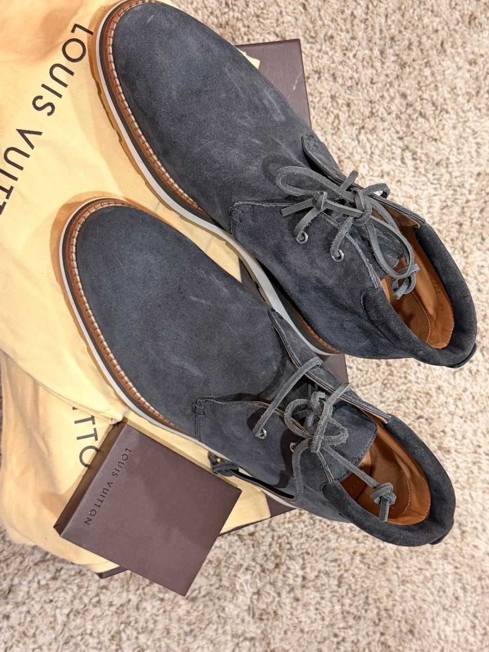 Louis Vuitton Men's Dark Gray Suede Chukka Boots